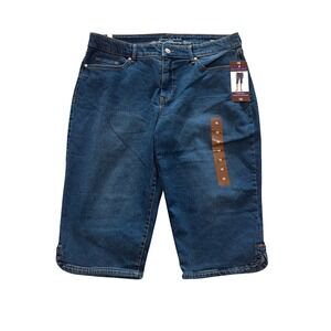 Gloria Vanderbilt Skimmer Shorts Womens 18 Blue Denim Slimming Comfort Stretch